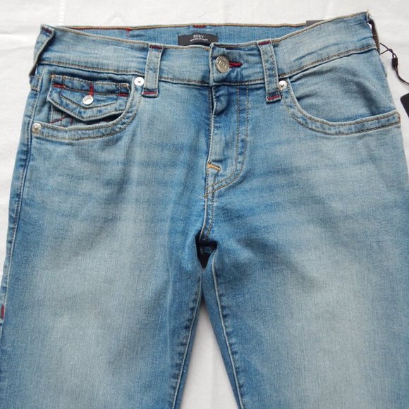 NWT TRUE RELIGION RICKY SN FLAP Relaxed Straight Blue Light Wash JEANS 31x 33 - Picture 4 of 8